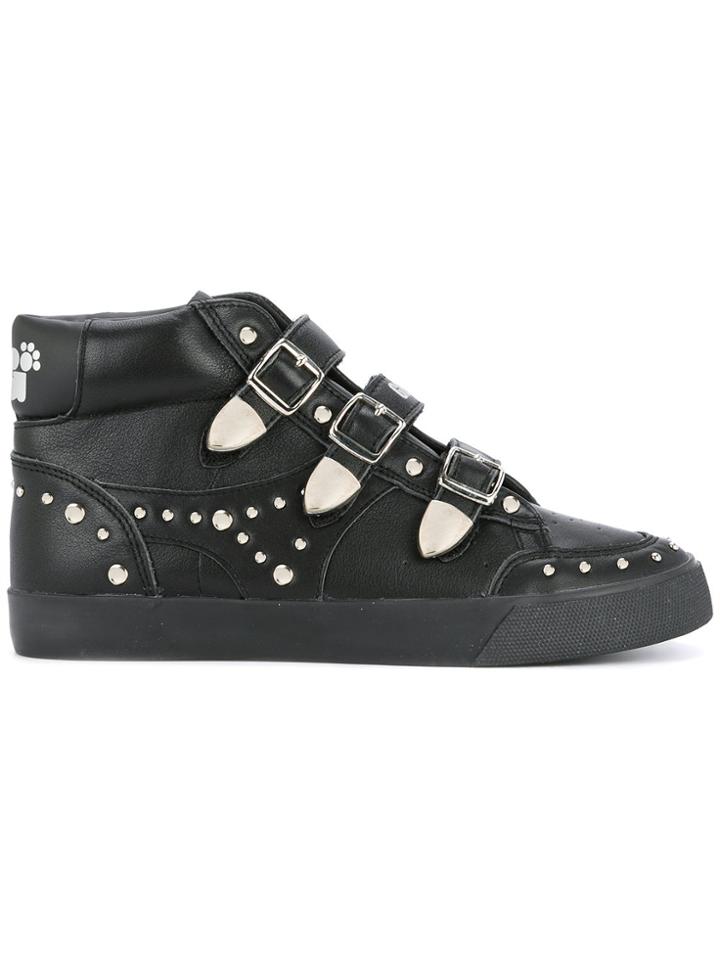 Hysteric Glamour Studded Hi-top Buckled Sneakers - Black