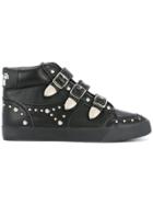 Hysteric Glamour Studded Hi-top Buckled Sneakers - Black