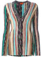 Missoni Ribbed V-neck Cardigan, Women's, Size: 42, Wool/rayon/polyester