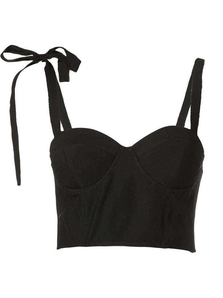 Rosie Assoulin Tie Knot Bustier Blouse, Women's, Size: 2, Black, Silk/spandex/elastane/viscose