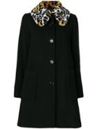 Love Moschino Faux Fur Collar Coat - Black