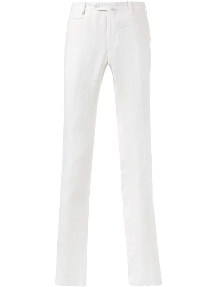 Corneliani - Tapered Trousers - Men - Linen/flax - 48, White, Linen/flax