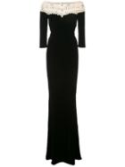 Marchesa Embellished Neckline Gown - Black