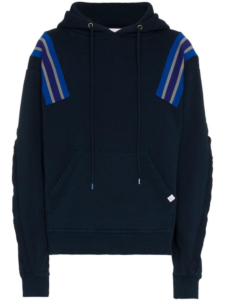 Facetasm Striped Shoulder Hoodie - Blue