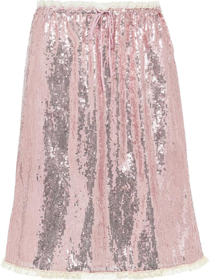Miu Miu Sequinned A-line Skirt - Pink