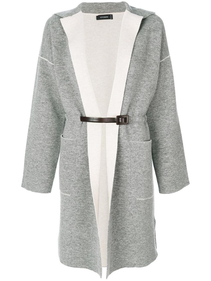 Cividini Long Belted Cardigan - Grey