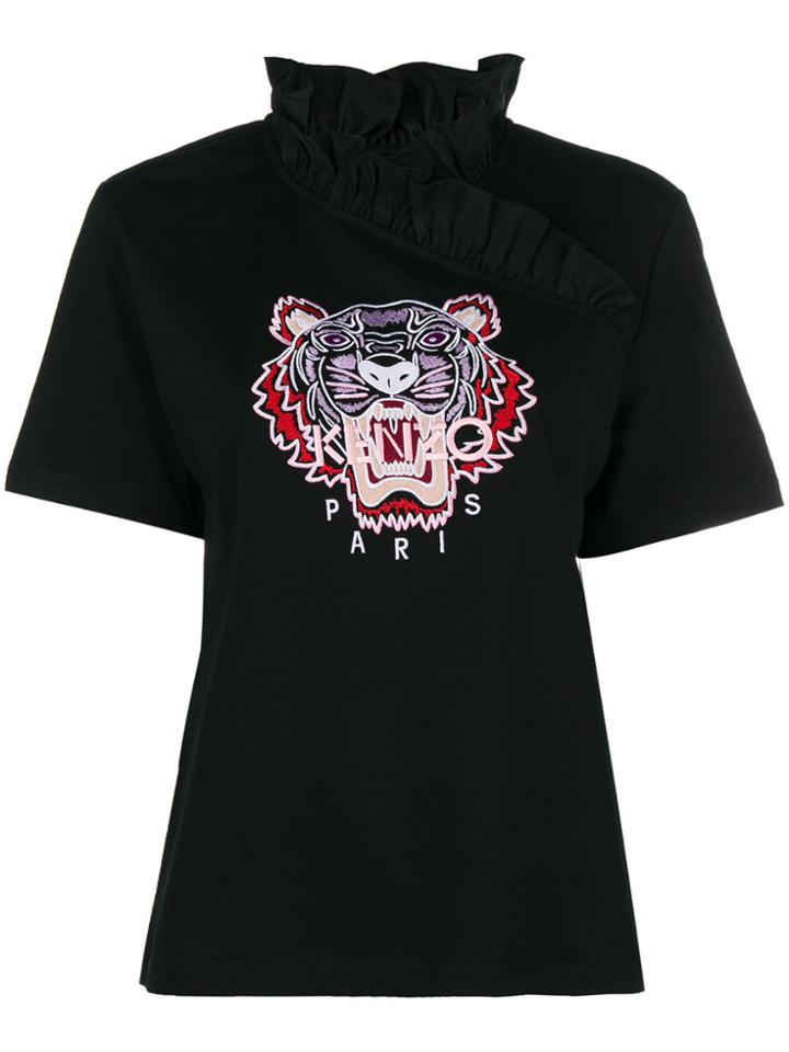 Kenzo Tiger Ruffled Neck T-shirt - Black