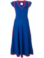 Pinko Contrast-trim Flared Midi Dress - Blue