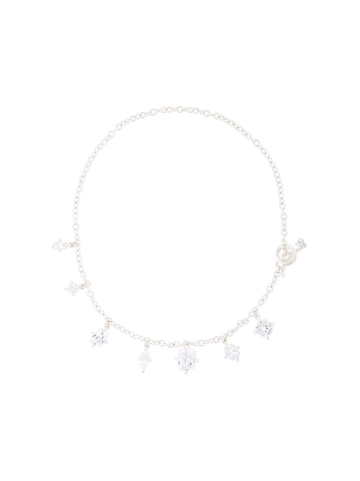 E.m. Crystal Chain Necklace - Metallic