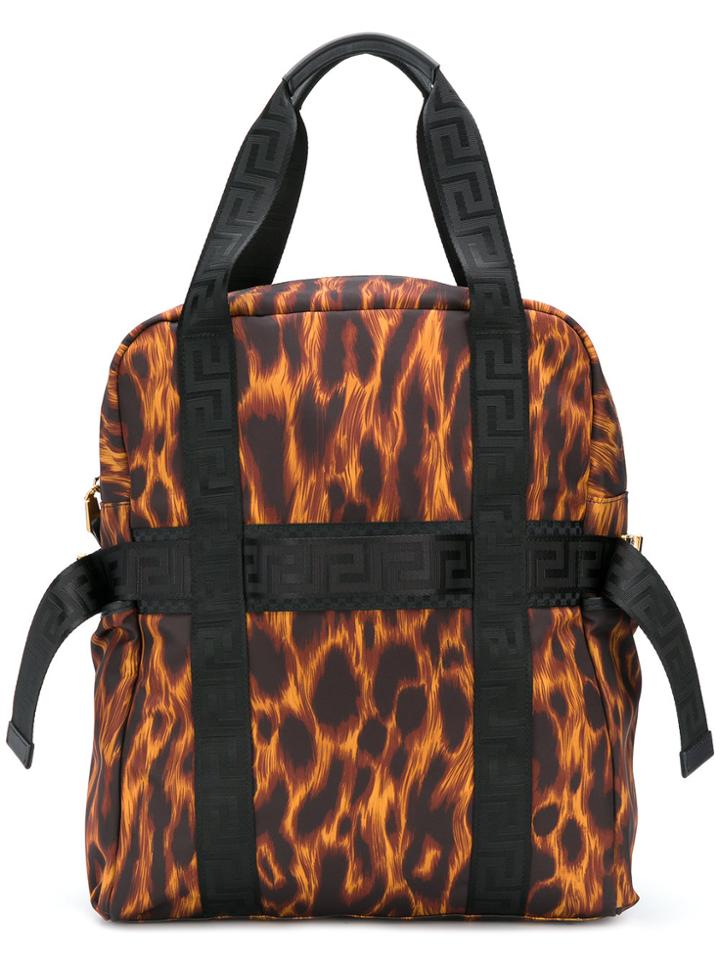 Versace Leopard Backpack Tote - Black