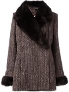 Céline Vintage Removable Faux Fur Collar Coat - Brown