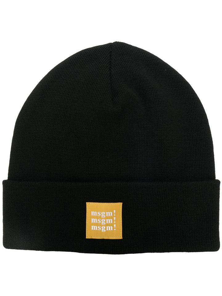 Msgm Logo Detail Beanie - Black