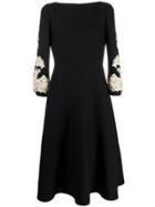 Valentino Lace Sleeve Dress - Black