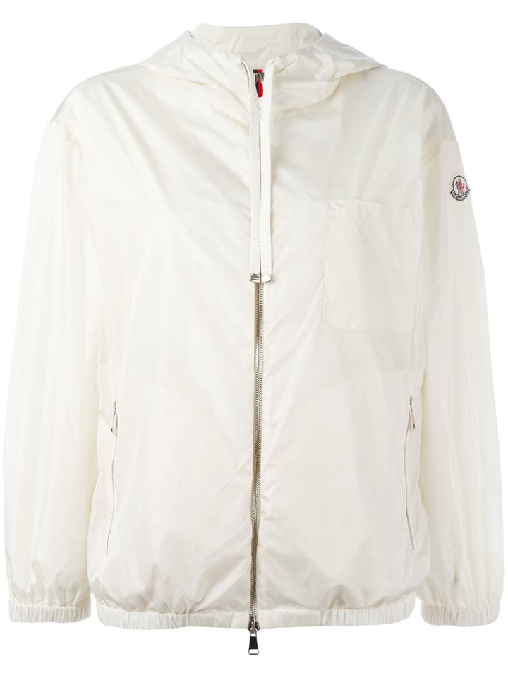 Moncler Hooded Lightweight Jacket, Women's, Size: 0, White, Polyamide/polyester