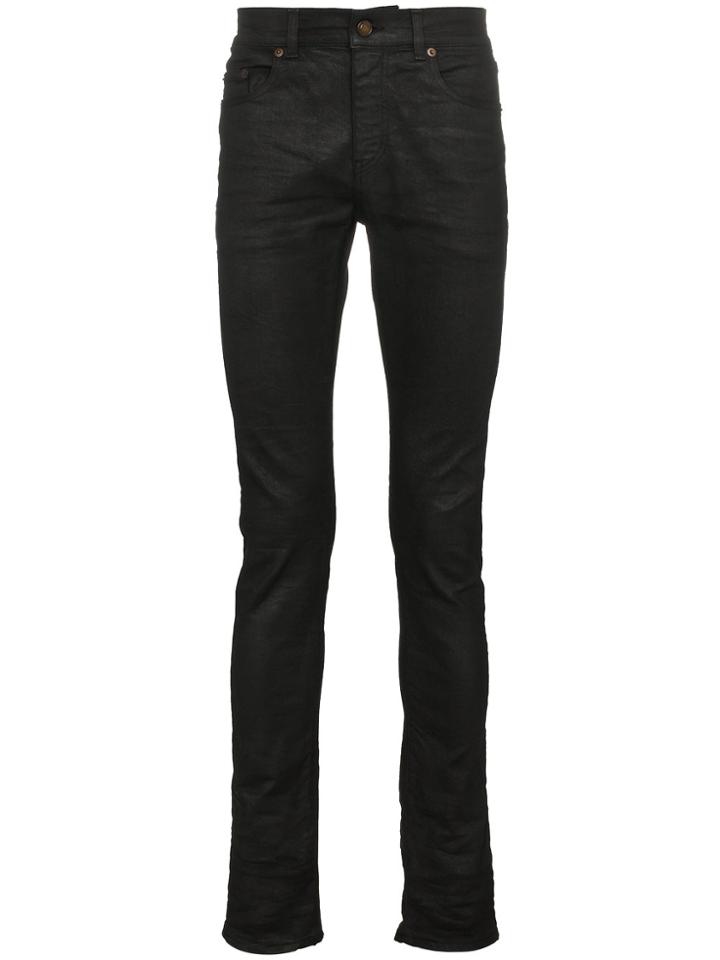 Saint Laurent Black Coated Skinny Jeans