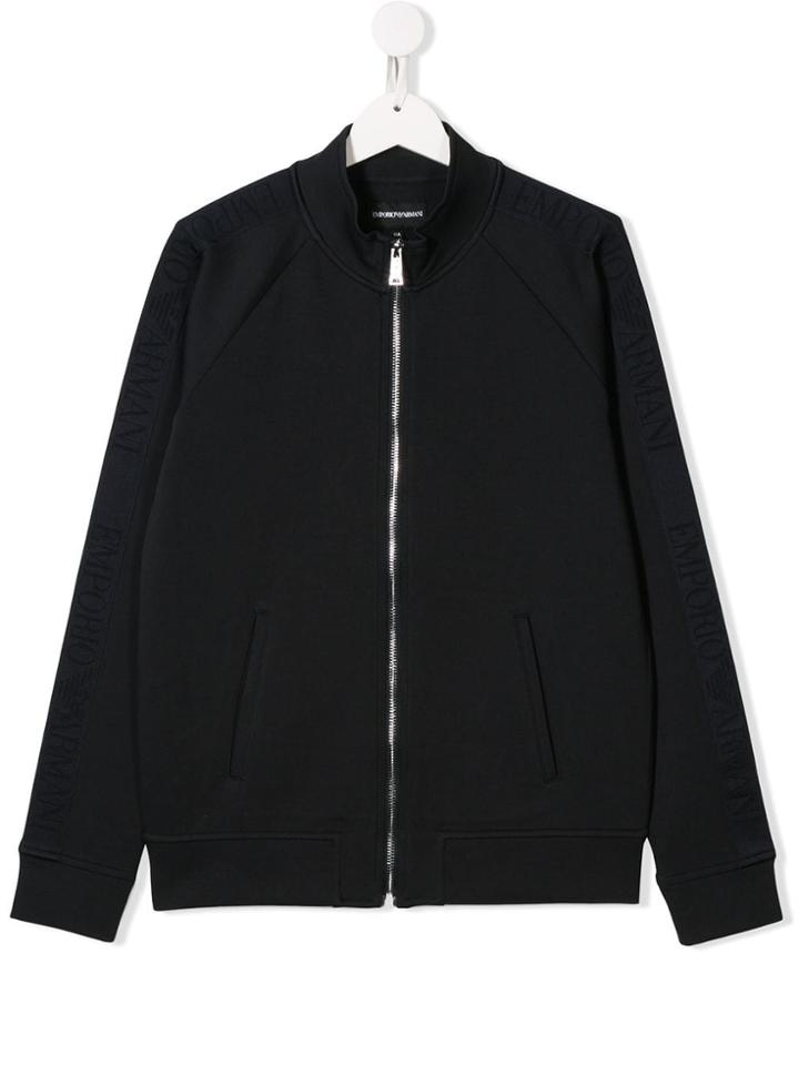 Emporio Armani Kids Zipped Bomber Jacket - Blue