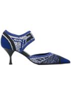 Prada Pointed Logo Pumps - Blue