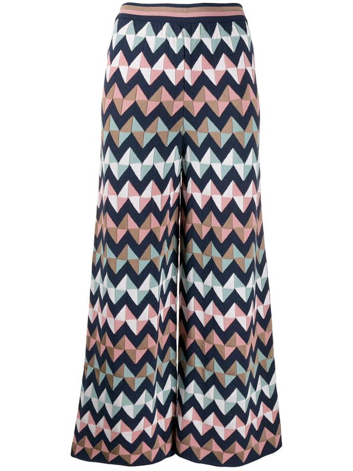 M Missoni Wide-leg Zigzag Trousers - Blue