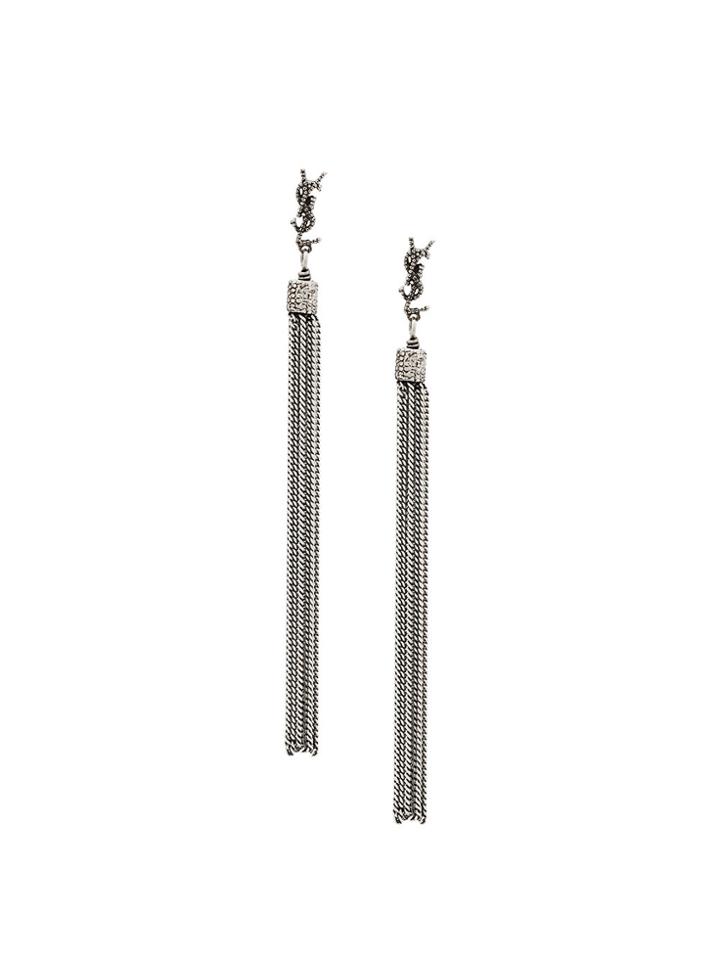 Saint Laurent Loulou Tassel Earrings - Metallic