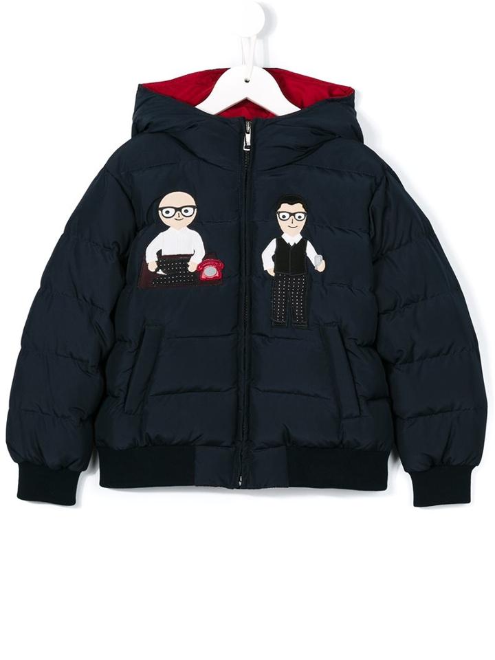 Dolce & Gabbana Kids 'dg Family' Puffer Jacket, Boy's, Size: 8 Yrs, Blue
