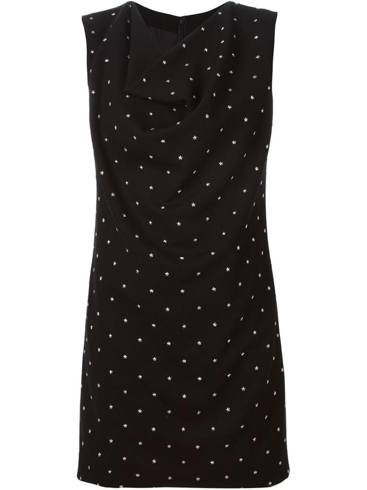Saint Laurent Star Stud Shift Dress, Women's, Size: 42, Blue, Silk/wool/metal (other)
