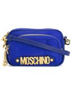 Moschino Logo Plaque Shoulder Bag, Women's, Blue, Nylon