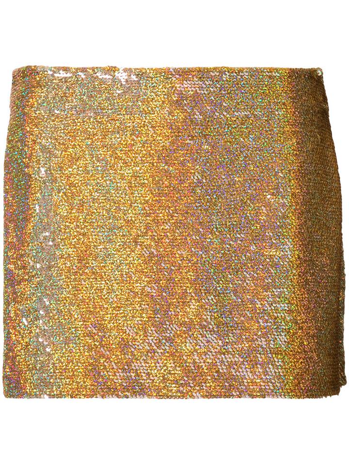Ashish - Sequin Mini Skirt - Women - Silk - S, Yellow/orange, Silk