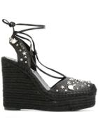 Karl Lagerfeld Embellished Wedge Espadrilles - Black
