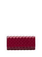 Bottega Veneta Red Continental Quilted Leather Wallet - Pink