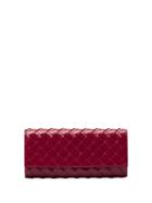 Bottega Veneta Red Continental Quilted Leather Wallet - Pink