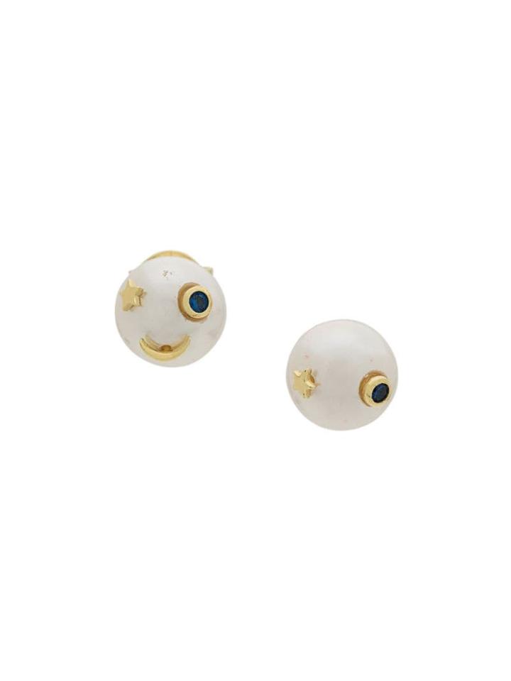 Eshvi Pearl Embellished Studs - White