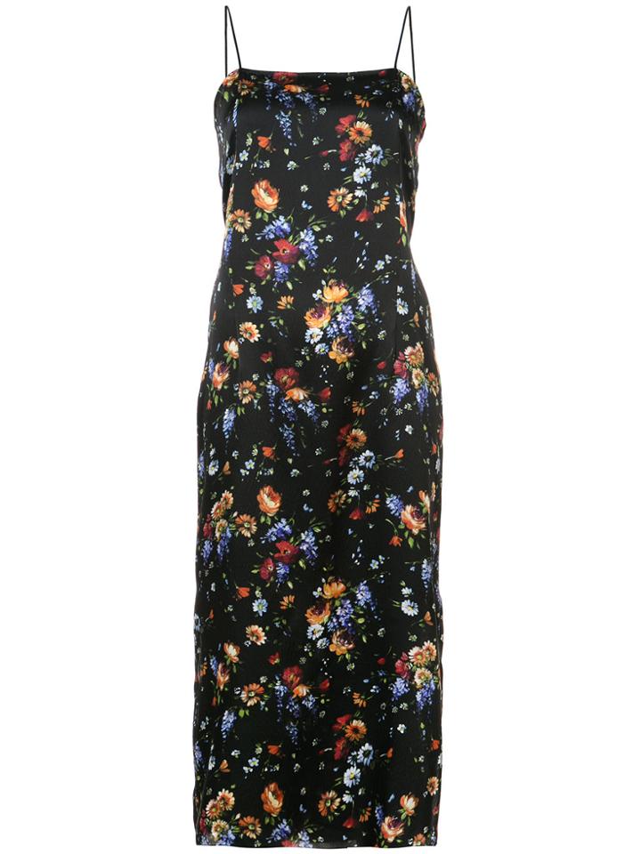 Adam Lippes Floral-print Midi Cami Dress - Black
