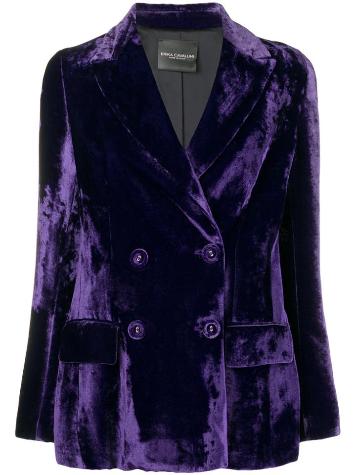 Erika Cavallini Velvet Double Breasted Blazer - Pink & Purple