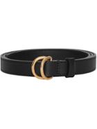 Burberry Slim Leather Double D-ring Belt - Black