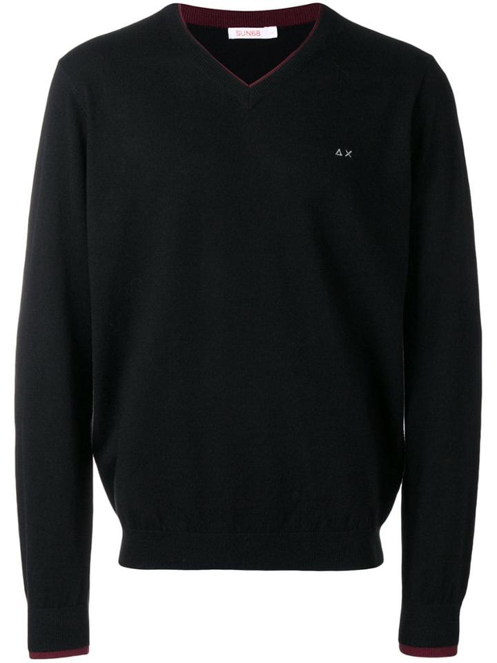Sun 68 V-neck Pullover - Black
