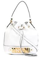 Moschino Logo Bucket Tote, Women's, White, Leather/metal (other)