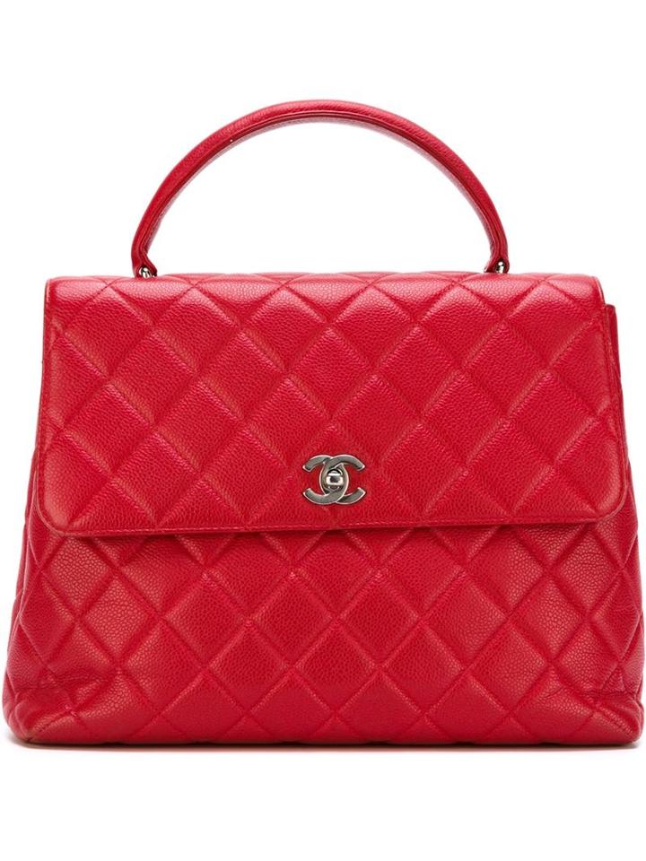 Chanel Vintage Quilted Tote, Women's, Red