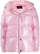 Goose Tech Patent Hooded Padded Coat - Pink
