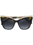 Moschino Eyewear Tortoiseshell Curb Chain Trim Sunglasses - Brown