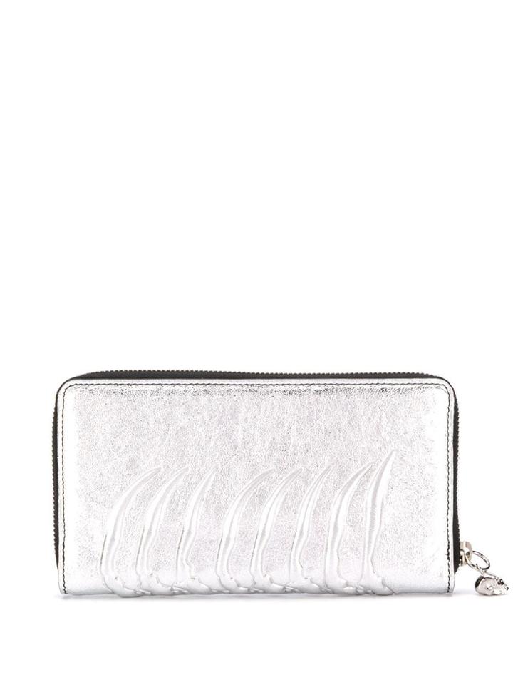 Alexander Mcqueen Rib Cage Motif Wallet - Silver