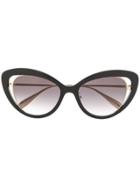 Alexander Mcqueen Eyewear Combined Cat-eye Frame Sunglasses - Black