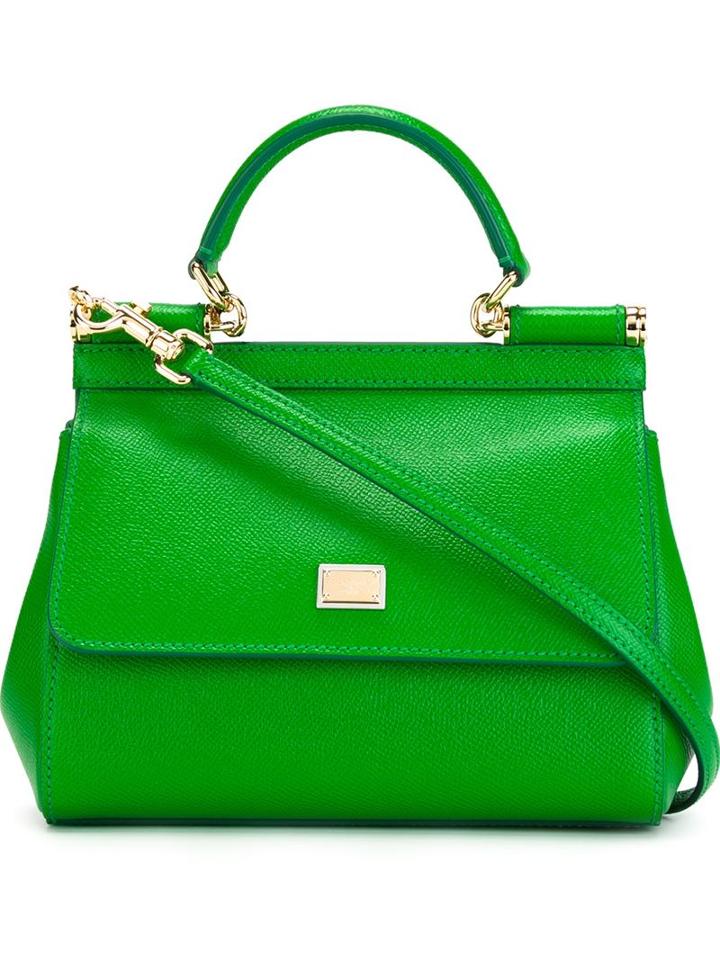Dolce & Gabbana Small Sicily Tote, Women's, Green, Calf Leather