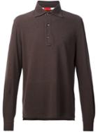 Isaia Long Sleeve Polo Shirt, Men's, Size: Medium, Brown, Cotton