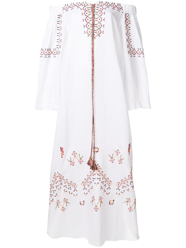 Ermanno Scervino Embroidered Off-the-shoulder Dress - White