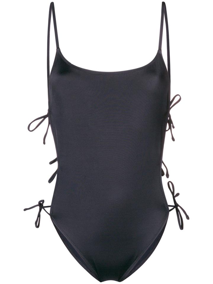 Solid & Striped Open Side One Piece Swimsuit - Black