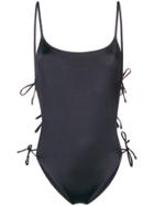 Solid & Striped Open Side One Piece Swimsuit - Black