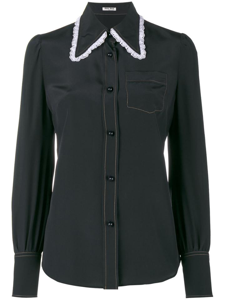 Miu Miu Lace Collar Shirt - Black