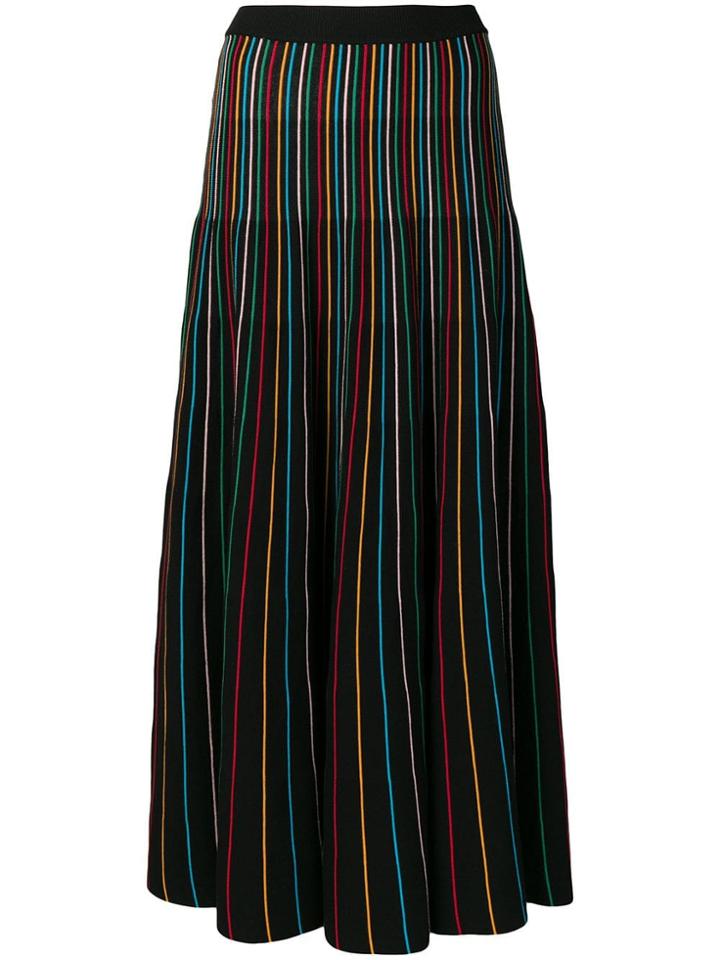 Red Valentino Multi Striped Maxi Skirt - Black
