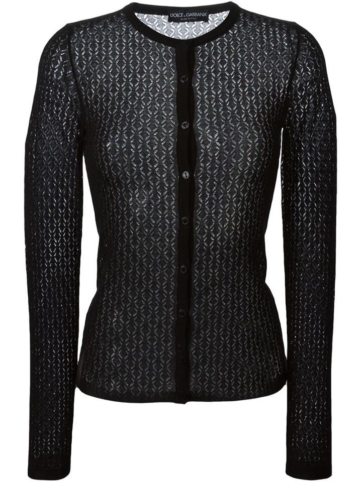 Dolce & Gabbana Lace Knit Cardigan, Women's, Size: 42, Black, Silk