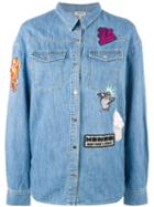 Kenzo Badges Boyfriend Denim Shirt, Women's, Size: 36, Blue, Cotton